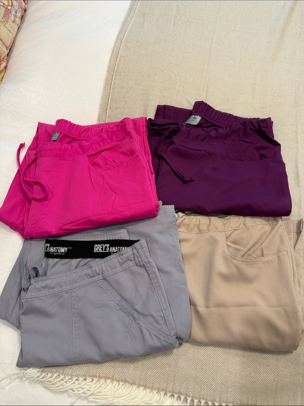 Grey's Anatomy scrub pants  - Hot Pink, Plum, Gray, Tan